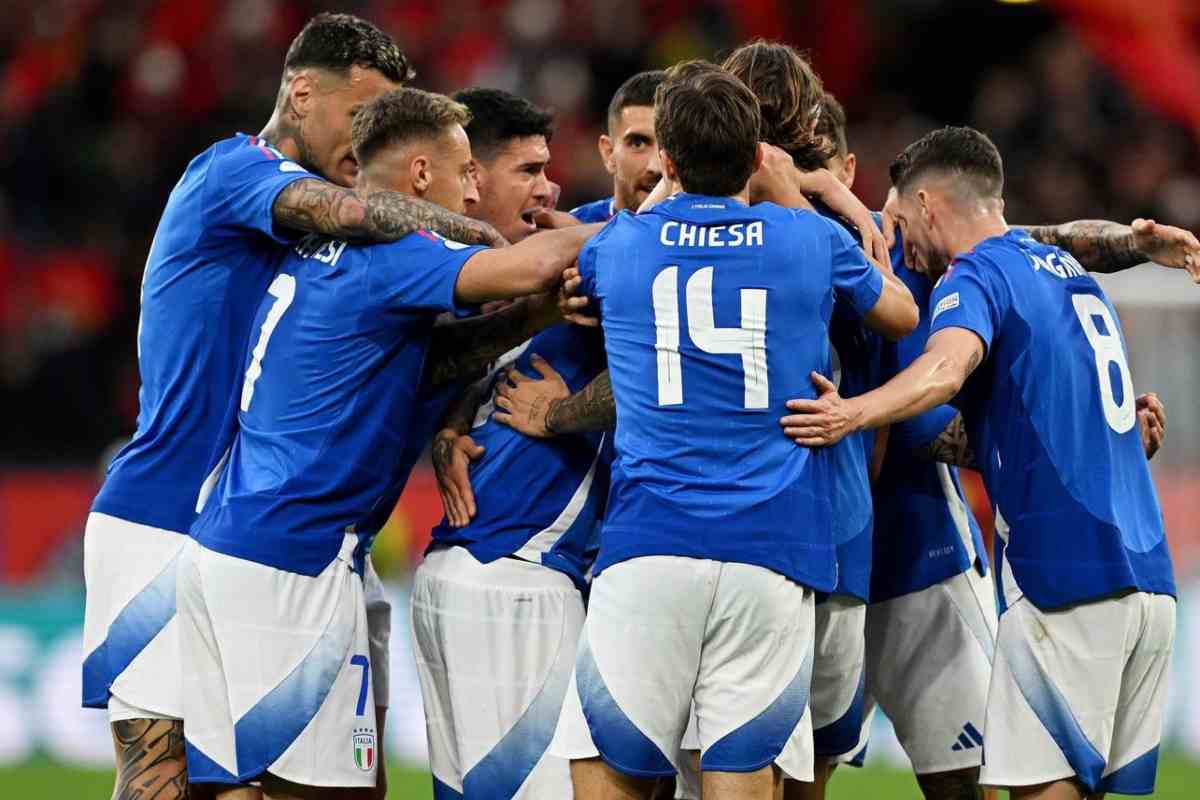 L'Italia festeggia il gol del 2-1